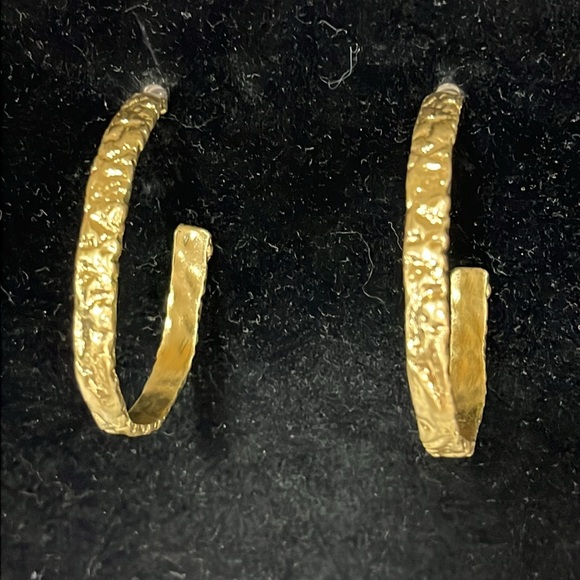 Gold Plated Hammered Look Hoops - Picture 4 of 6